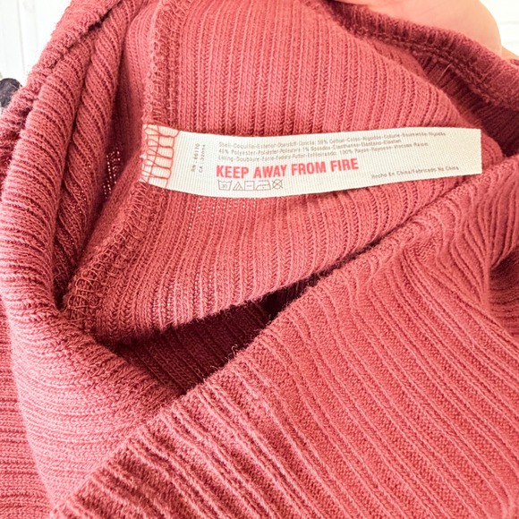 Free People Beach Ribbed Deep V Cutout Midi Dress Red XS - Picture 5 of 5